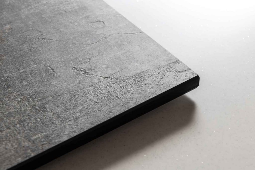 textured concrete compact laminate worktop showing detail