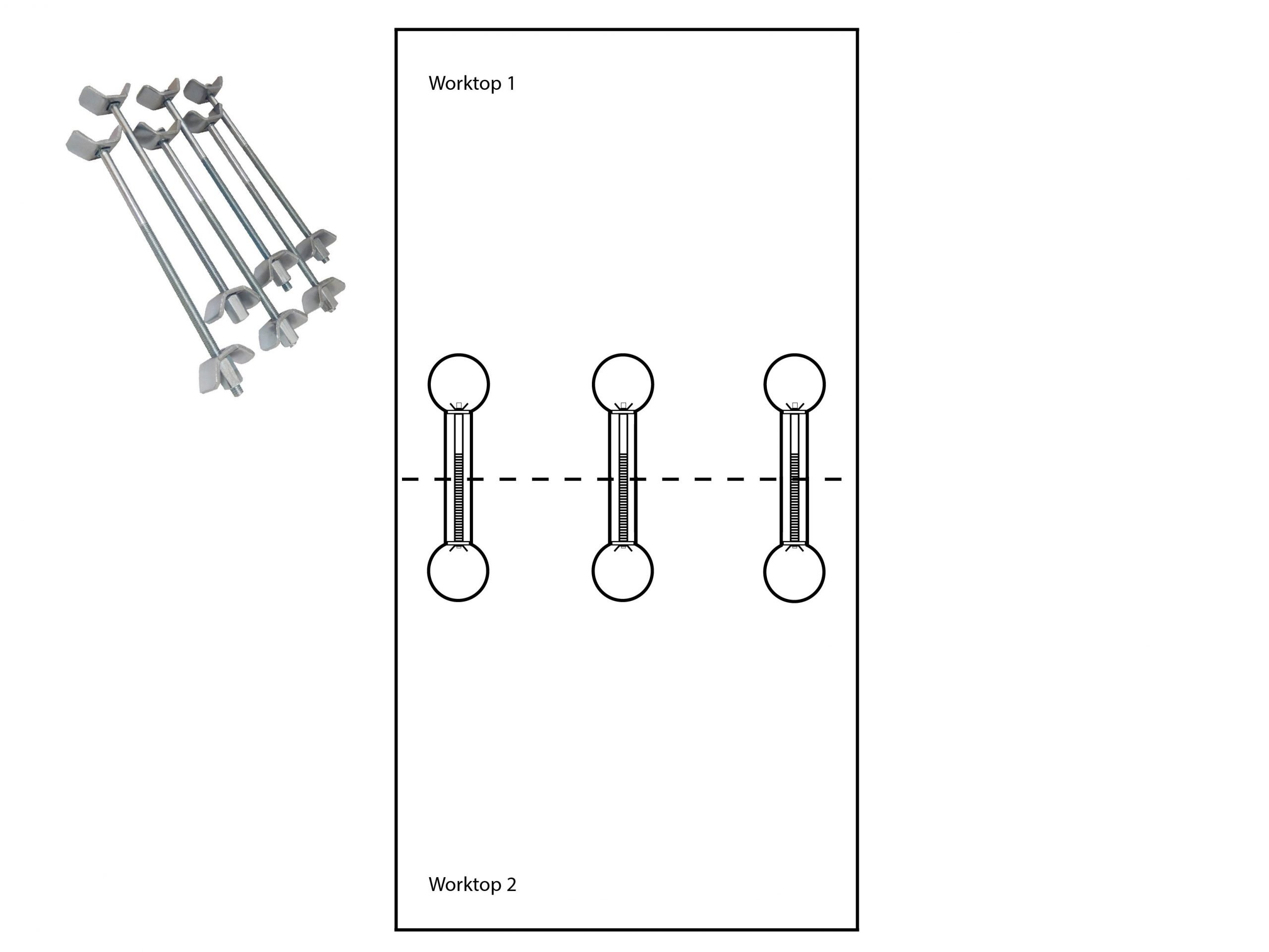 butt-joint bolts for joining worktop