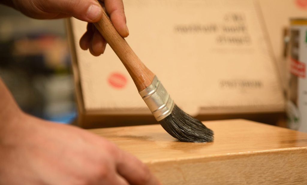 oiling a wooden worktop