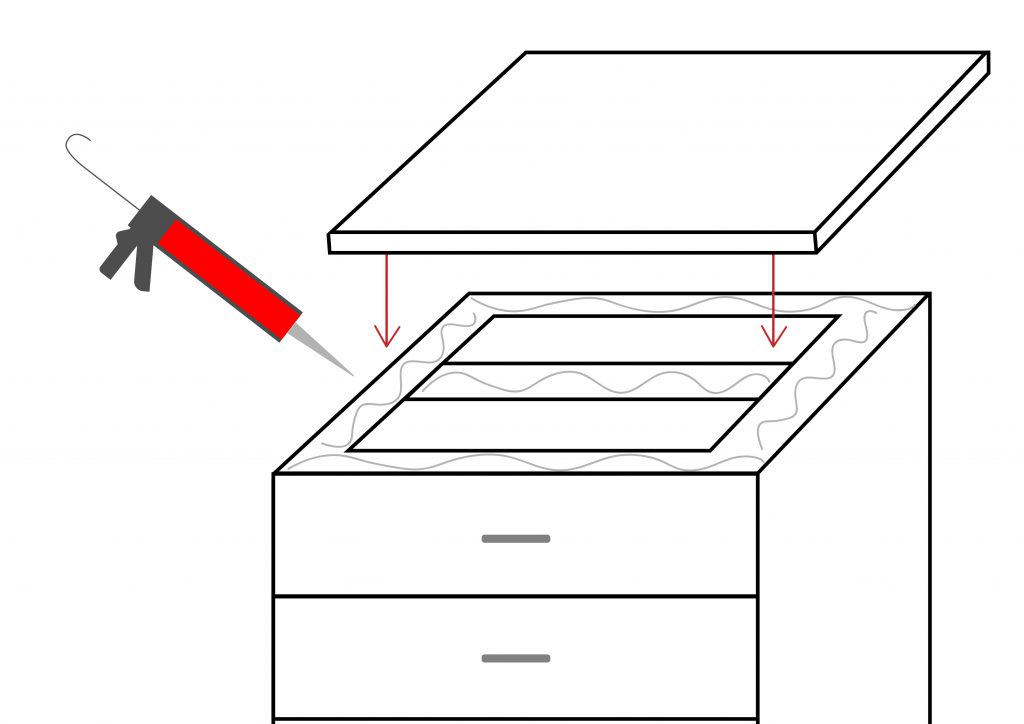 attaching worktop to a cabinet