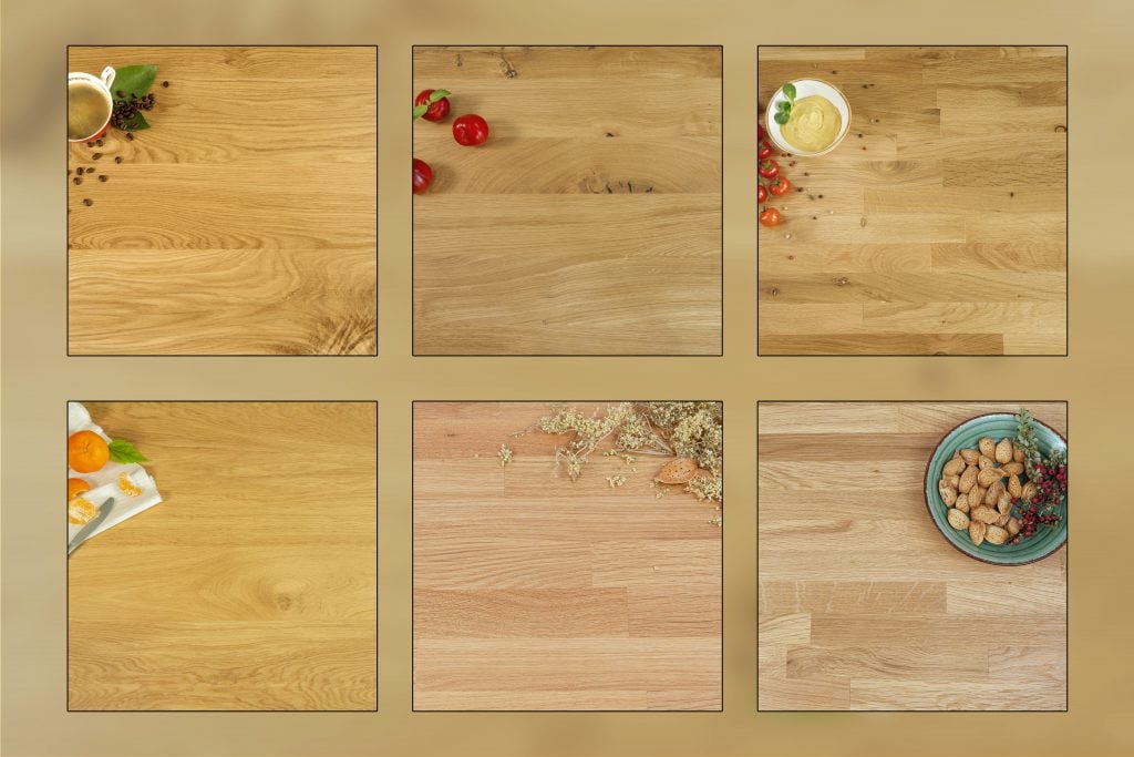 different types of oak wooden worktops