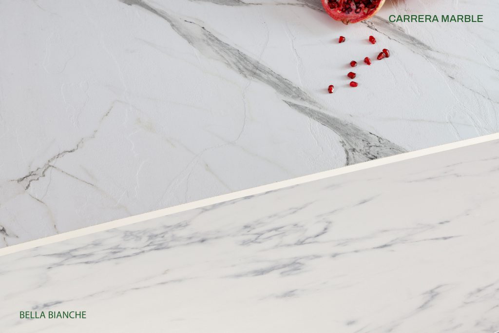 Carrera Marble Compact and Bella Bianche Compact laminate