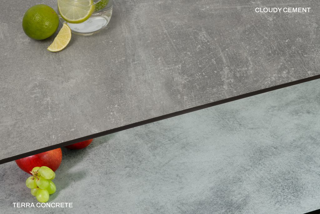 Cloudy cement compact and terra concrete compact laminate