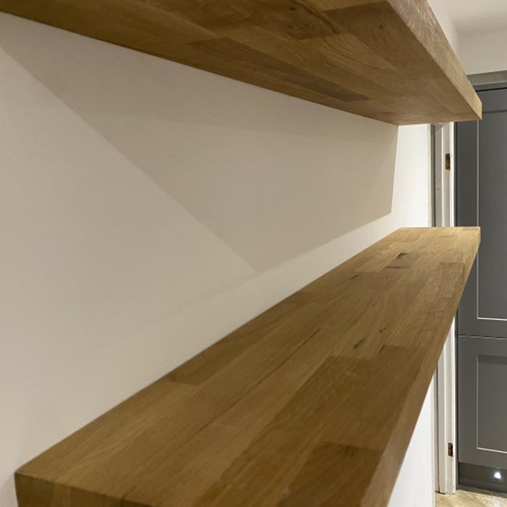 WORKTOP EXPRESS Solid Oak Timber Block Floating Shelf Available in a Variety of Sizes 300mm x 200mm x 30mm
