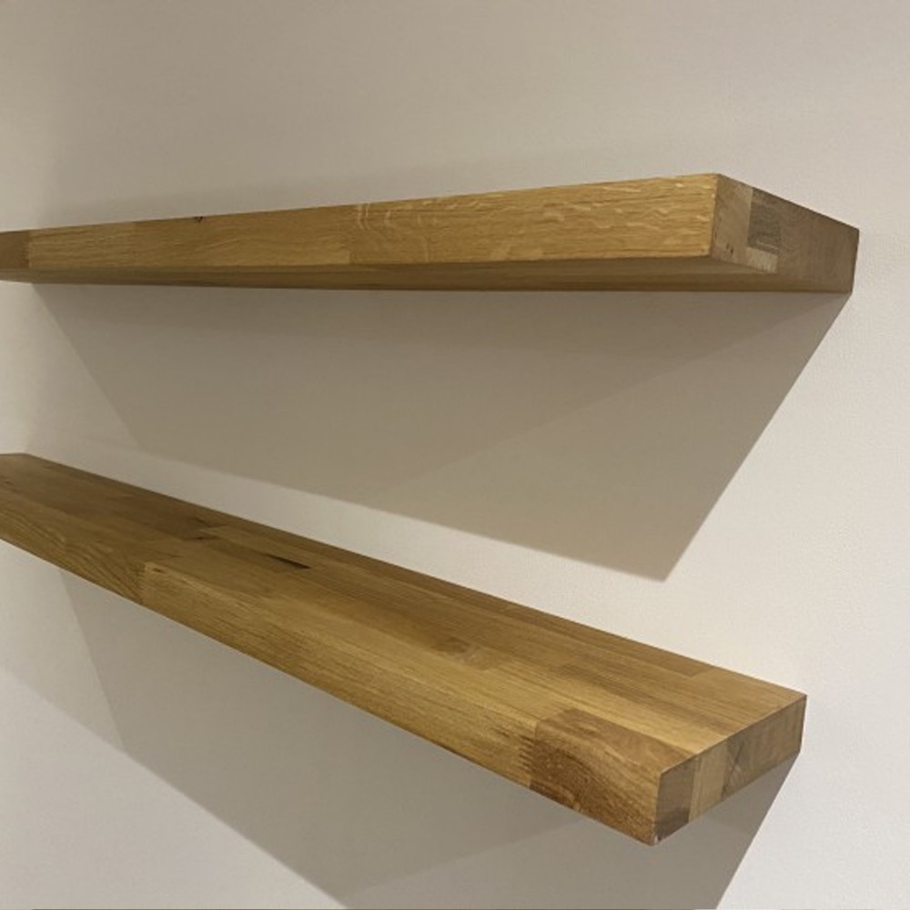 WORKTOP EXPRESS Solid Oak Timber Block Floating Shelf Available in a Variety of Sizes 300mm x 200mm x 30mm